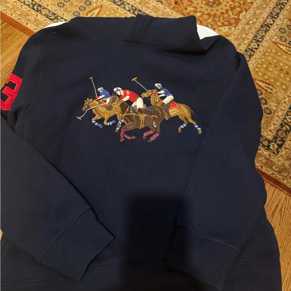 Polo Ralph Lauren Boys Triple Pony Fleece Hoodie Embroidered Preppy Classic Warm